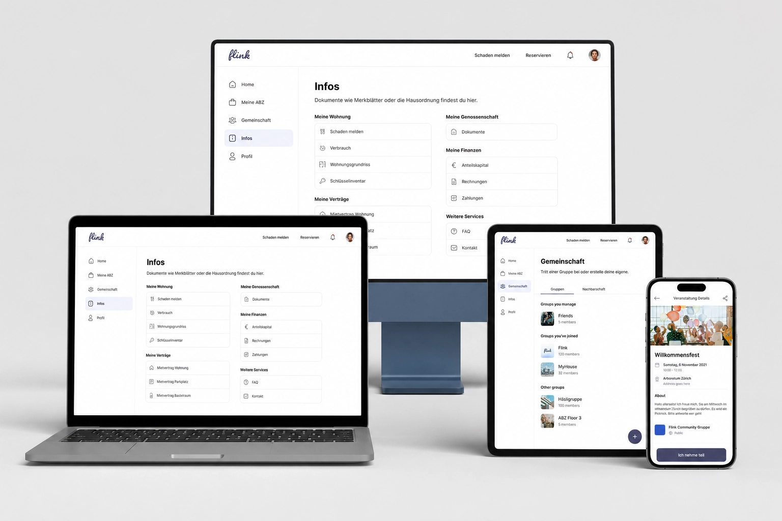 Flink auf Desktop, Laptop, Tablet und Smartphone: Infos, Gemeinschaft und Veranstaltungen
